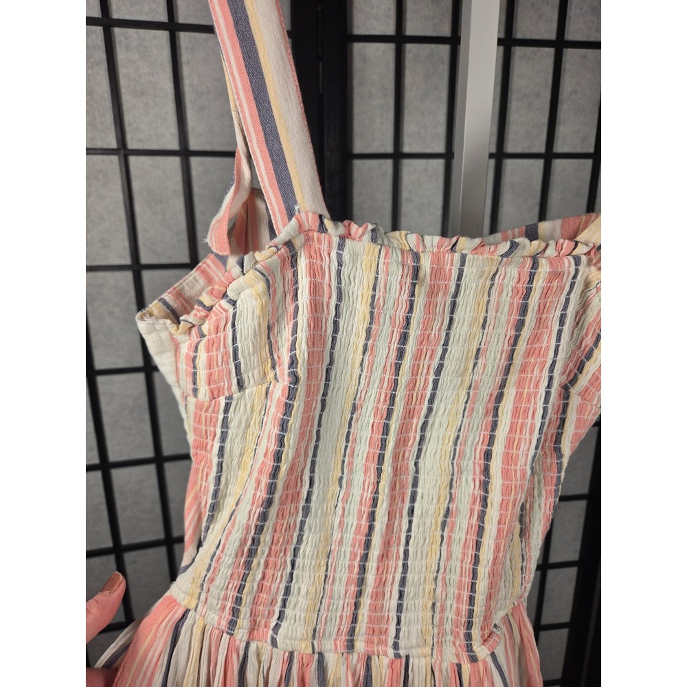 Hollister Smocked Tie-Back Striped Boho Sunsuit Romper Small - Picture 3 of 7